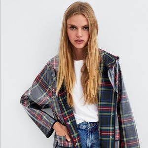 Zara Plaid Rubberized Raincoat